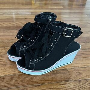Open toe sneaker wedge heel